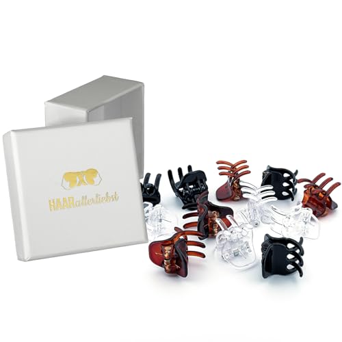 HAARallerliebst Haarklammer Klein Set 12 Stück – Haarspange Klein für Damen – Haarspangen Damen schwarz braun transparent – Kleine Haarklammern – Haarklemmen – Mini Haarklammern HAARallerliebst Haarklammer Klein Set 12 Stück – Haarspange Klein für Damen – Haarspangen Damen schwarz braun transparent – Kleine Haarklammern – Haarklemmen – Mini Haarklammern von HAARallerliebst