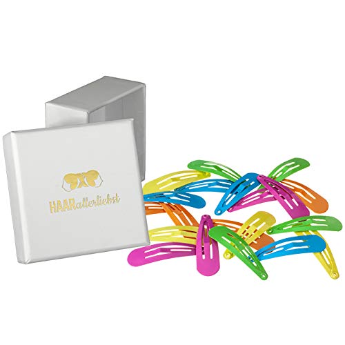 HAARallerliebst Haarspangen klein (20 Stück | bunt | 4cm) für Mädchen inkl. Schachtel zur Aufbewahrung (Schachtelfarbe: weiss) von HAARallerliebst
