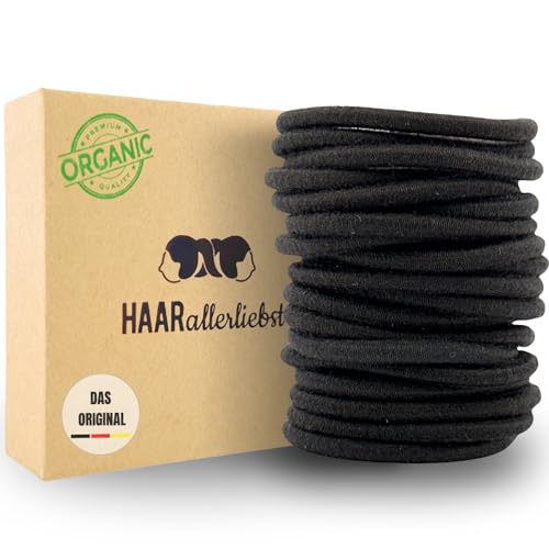 Haarallerliebst Haargummi Damen 20er Set – Haargummis ohne Metall aus Bio-Baumwolle & Naturkautschuk – Zopfgummi schwarz für starken Halt – Schonend zu Haar & Umwelt Haarallerliebst Haargummi Damen 20er Set – Haargummis ohne Metall aus Bio-Baumwolle & Naturkautschuk – Zopfgummi schwarz für starken Halt – Schonend zu Haar & Umwelt von HAARallerliebst