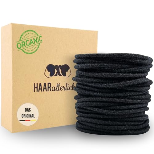 Haarallerliebst Haargummi Damen 30er Set – Haargummis soft ohne Metall aus Bio-Baumwolle & Naturkautschuk – Zopfgummi schwarz für starken Halt – Schonend zu Haar & Umwelt Haarallerliebst Haargummi Damen 30er Set – Haargummis soft ohne Metall aus Bio-Baumwolle & Naturkautschuk – Zopfgummi schwarz für starken Halt – Schonend zu Haar & Umwelt von HAARallerliebst