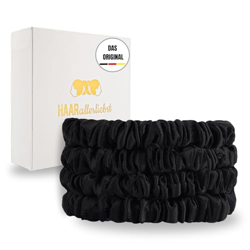 HaarallerliebstHaargummi Damen Scrunchies – 4er-Set 100 % Seide Haargummis in schwarz – Dünne Silk Hair Ties mit Geschenkbox – Scrunchie Seide | Silk | Seiden Scrunchie HaarallerliebstHaargummi Damen Scrunchies – 4er-Set 100 % Seide Haargummis in schwarz – Dünne Silk Hair Ties mit Geschenkbox – Scrunchie Seide | Silk | Seiden Scrunchie von HAARallerliebst