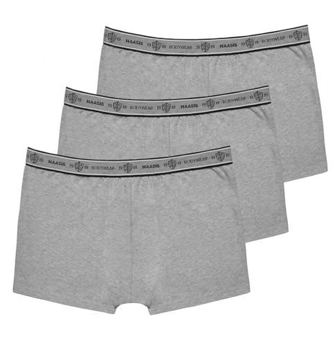 HAASIS BODYWEAR, Herren Pants 3er Pack, GOTS zertifiziert, ohne Eingriff, doppelter Fronteinsatz, Single Jersey, Bio Baumwolle/Elasthan, Webgummibund mit eingewebtem Logo, Größe:4XL, Farbe:graumeliert HAASIS BODYWEAR, Herren Pants 3er Pack, GOTS zertifiziert, ohne Eingriff, doppelter Fronteinsatz, Single Jersey, Bio Baumwolle/Elasthan, Webgummibund mit eingewebtem Logo, Größe:4XL, Farbe:graumeliert von HAASIS BODYWEAR 1919