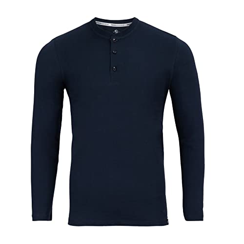 HAASIS Bodywear, Herren Shirt mit Knopfleiste, Single Jersey, Reine Bio Baumwolle, Gummibund, GOTS Zertifiziert, Made in Europe, Größe:2XL, Farbe:Navy von HAASIS BODYWEAR 1919