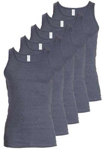 HAASIS Bodywear, Herren Unterhemd 5er Pack Feinripp, Reine Bio Baumwolle, GOTS Zertifiziert, Made in Europe, Größe:L, Farbe:Mittelgrau von HAASIS BODYWEAR 1919