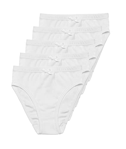 HAASIS BODYWEAR, Mädchen Slip GOTS zertifiziert 5er Pack, Feinripp, reine Bio Baumwolle, Made in Europe, Größe:116, Farbe:weiß von HAASIS BODYWEAR 1919