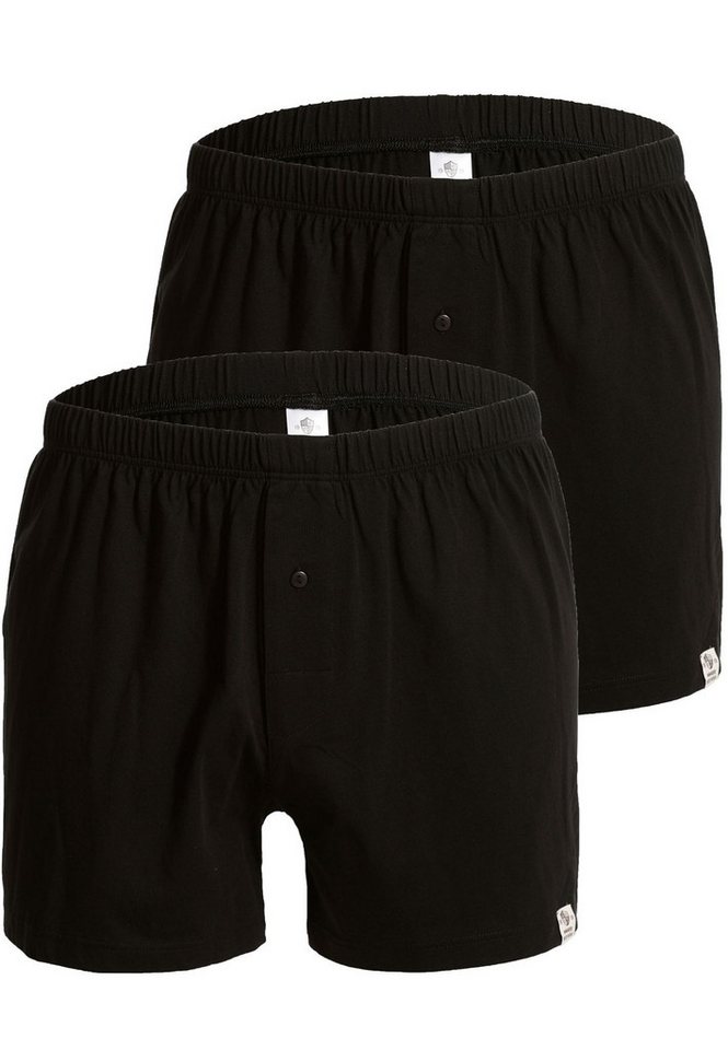 HAASIS Bodywear 1919 Boxershorts Herren Jersey Boxer 77223453-schwarz (Packung, 1-St., 2er Pack) Bedruckte Jersey-Boxer, Knopfleiste von HAASIS Bodywear 1919