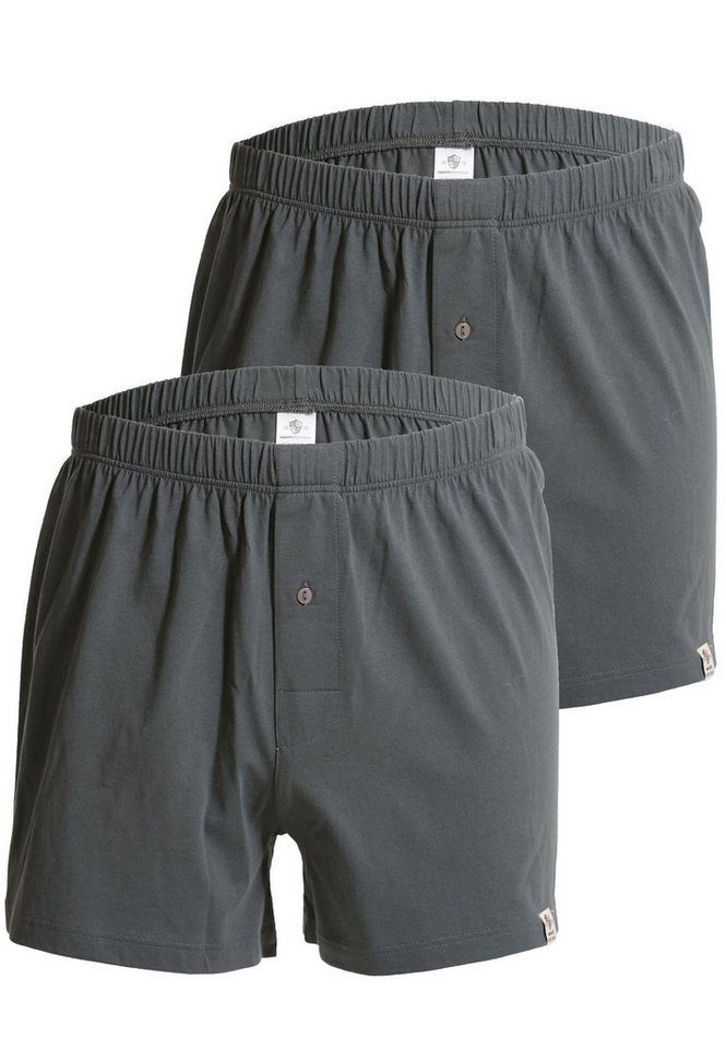 HAASIS Bodywear 1919 Boxershorts Herren Jersey Boxer 77224453-mittelgrau (Packung, 1-St., 2er Pack) Bedruckte Jersey-Boxer, Knopfleiste von HAASIS Bodywear 1919