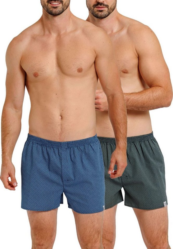 HAASIS Bodywear 1919 Boxershorts Herren Web-Boxer 77291951-navy/print (Packung, 2-St., 2er Pack) Optimale Passform, pflegeleicht, formbeständig, hautsympatisch von HAASIS Bodywear 1919