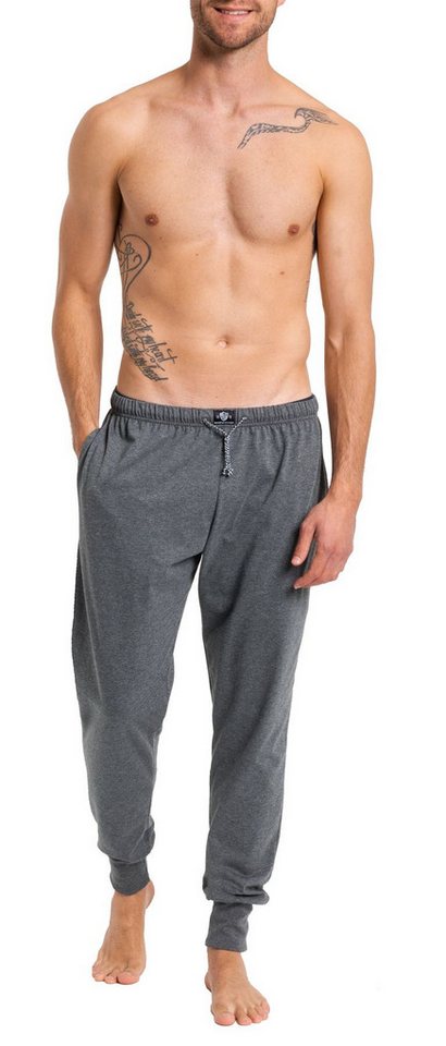 HAASIS Bodywear 1919 Pyjamahose Herren Pyjamahose mit Bündchen 77116876-carbon (1-tlg) Leichte Pyjamahose m. Bündchen, Seitentaschen, Kordel von HAASIS Bodywear 1919
