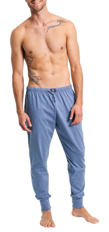 HAASIS Bodywear 1919 Pyjamahose Herren Pyjamahose mit Bündchen 77117876-poseidon (1-tlg) Leichte Pyjamahose m. Bündchen, Seitentaschen, Kordel von HAASIS Bodywear 1919