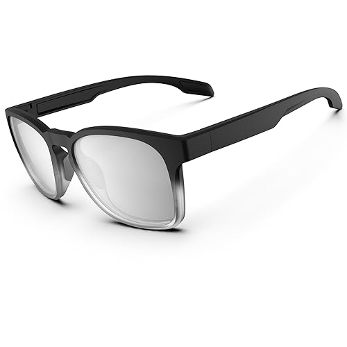 HAAYOT Herren-Sonnenbrille, polarisiert, Damen-Sonnenbrille, flexibel, leicht, TR90-Rahmen, UV400-Schutz, Fahren, Angeln, Golf, Reisen, Mattklar/Schwarz und Hellsilber von HAAYOT