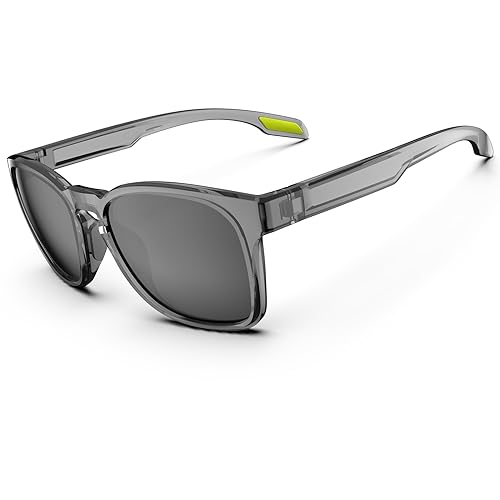 HAAYOT Herren-Sonnenbrille, polarisiert, Damen-Sonnenbrille, flexibel, leicht, TR90-Rahmen, UV400-Schutz, Fahren, Angeln, Golf, Reisen, transparentes Grau und Grau von HAAYOT