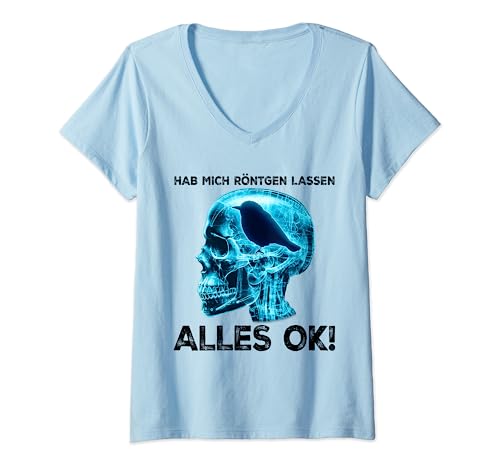 Damen HAB MICH RÖNTGEN LASSEN ALLES OK! Lustiges Röntgenbild Vogel T-Shirt mit V-Ausschnitt Damen HAB MICH RÖNTGEN LASSEN ALLES OK! Lustiges Röntgenbild Vogel T-Shirt mit V-Ausschnitt von HAB MICH RÖNTGEN LASSEN ALLES OK! Röntgenbild xray