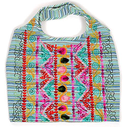 HAB & GUT -IB003- Damentasche, Schultertasche, Strandtasche, Tote Bag Nepal Hippie Indien Ethno Slouchy Boho Hobo GRÜN/BLAU mit bunter Stickerei LEELA HAB & GUT -IB003- Damentasche, Schultertasche, Strandtasche, Tote Bag Nepal Hippie Indien Ethno Slouchy Boho Hobo GRÜN/BLAU mit bunter Stickerei LEELA von HAB & GUT