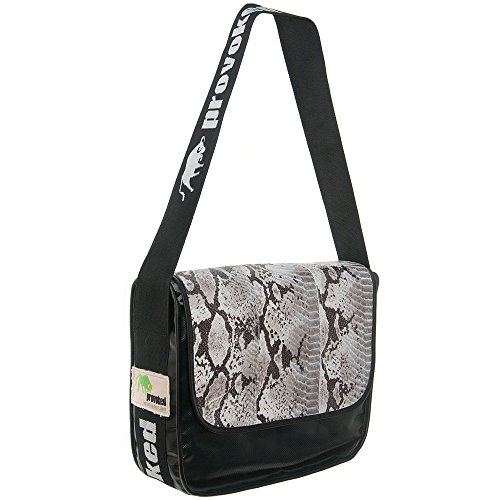 Messenger Bag BIG PROVOKED mit Leder Python & LKW-Plane: schwarz 38x30 Krokomuster Schlangenoptik von HAB & GUT