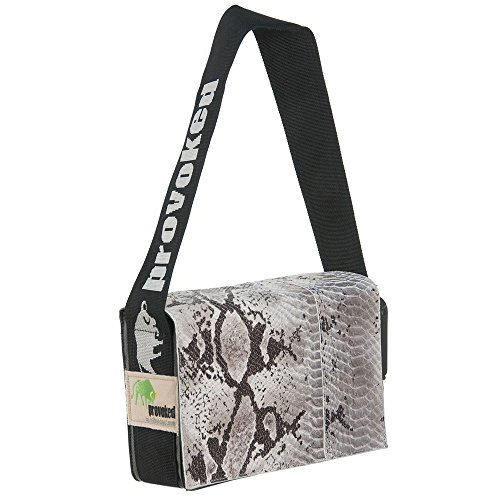 Messenger Bag Mini PROVOKED mit Leder Python, LKW-Plane: schwarz 26x21 Krokomuster Schlange Handtasche Damen klein von HAB & GUT