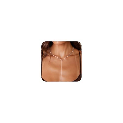 HABIKIP Lange Gold-Halsketten für Damen, trendig, geschichtet, 18 Karat vergoldet/Silber, Lariat-Y-Halskette, stapelbar, Schichtung, Gold/Silber, Abschlussball, Strand, Modeschmuck für Frauen von HABIKIP