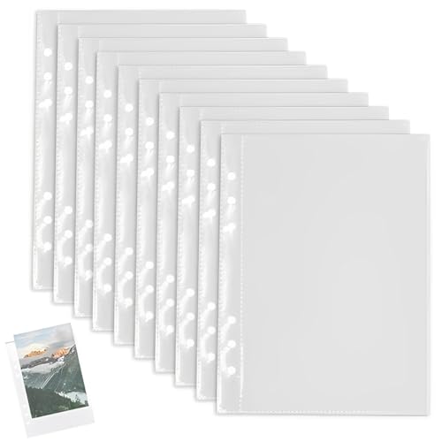 10 Stück Binder Taschen Pvc 6-Loch Ordner A5 Wasserdicht Kunststoff Bindertaschen Pp-Kunststoff Prospekthüllen Polypropylene Punched Pockets Für Schutz Von Papier Dokumenten von HABNI