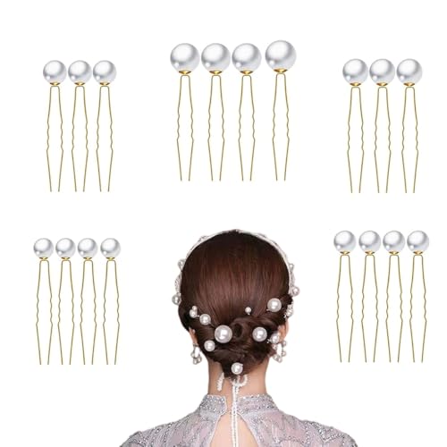 18 Stück Haarnadeln mit Perlen, U-Förmige Haarschmuck Braut, 4 Größen Perlen Haarschmuck für Hochzeit Prom Party Mädchen von HABNI