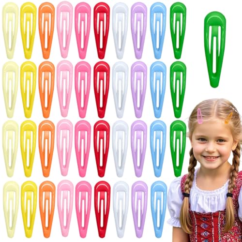 40 Stück Haarspangen Mädchen, 2 Zoll No Slip Bunte Metall Haarspangen für Mädchen Kinder Teens Frauen, süße Snap Haarschmuck für Haar, 10 Farben von HABNI