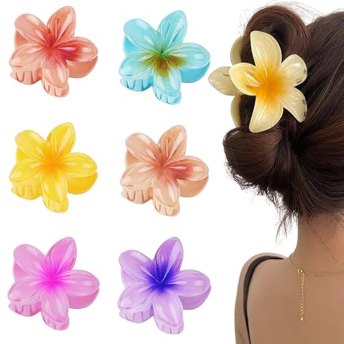 Blumen Haarklammer, 6 Stück Strandblumen Kunststoff Haarklammern für Frauen Mädchen Haarstyling Zubehör von HABNI