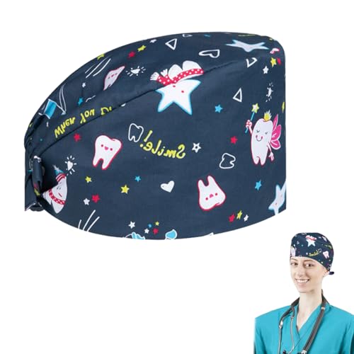 HABNI 1 Stück Op Haube Stoff Damen Schrubben Kappe Bedruckte Hut Baumwolle Schweißband Verstellbare Füllig Haarabdeckung von HABNI