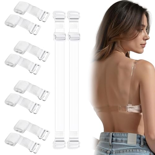 HABNI 10 Stück Verlängerung Bh Träger Transparent Schultergurt,Damen Bh Mit Durchsichtigen Trägern,Abnehmbare Durchsichtige Bh Träger,Bh Transparent Bh-Träger,Bh Durchsichtige Träger Bh Träger Halter von HABNI
