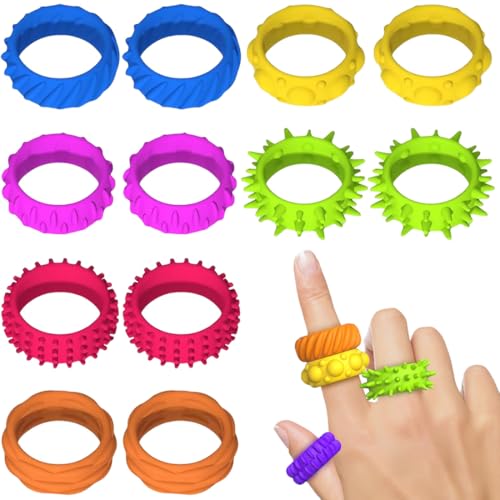 HABNI 12 Pcs Anti Stress Spielzeug Fidegt Toys Sensorischen Ringe Pack Ringe Fidget Dekompression Spielzeug Sensory Zappeln Anti Stress Spielzeug Für Kinder Stressabbau Angstlustautismus Und Adhs von HABNI