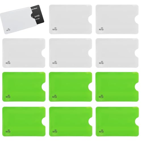 HABNI 12 Stück RFID Kartenhalter Blockierende Hüllen Für Kreditkarten Kartenhüllen Id Kartenschutz Diebstahlsichere Geldbörsen Für Damen Und Herren Grün Weiss von HABNI