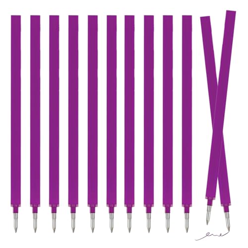HABNI 12 Stück Radierbarer Ersatzminen- Kompatibel Mit Legami,Erasable Gel Pen Refill Set, Stiftspitze 0,7mm,Höhe 13 cm, Einfach zu Radieren(Violett) von HABNI