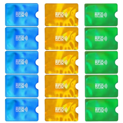 HABNI 15 Stück Rfid Blocker Kartenhülle Kreditkartenhülle Rfid Blockierende Hüllen Rfid Kartenschutzhalter Identitätsdiebstahl Prävention Für Frauen Und Männer 3 Farben von HABNI