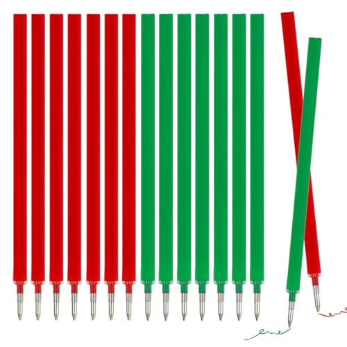 HABNI 16 Stück Radierbarer Ersatzminen Kompatibel Mit Legami Erasable Gel Pen Refill Set, Stiftspitze 0,7mm,Höhe 13 cm, Einfache Verpackung(8 Grün+8 Rot) von HABNI
