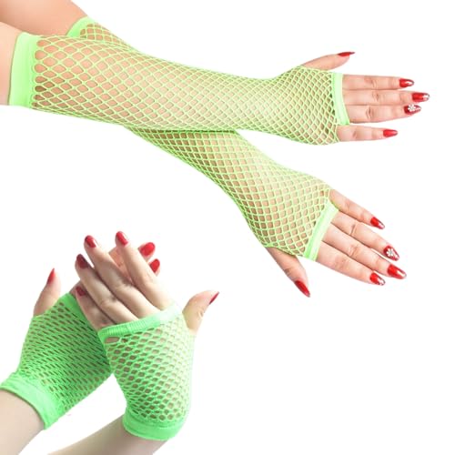 HABNI 2 Paar Netzhandschuhe Vintage Fischnetz Handschuhe Für Damen Lang Und Kurz Fingerlose Netzhandschuhe Für Weihnachten Kostümpartys Und Cosplay Zubehör 23Cm/11Cm von HABNI