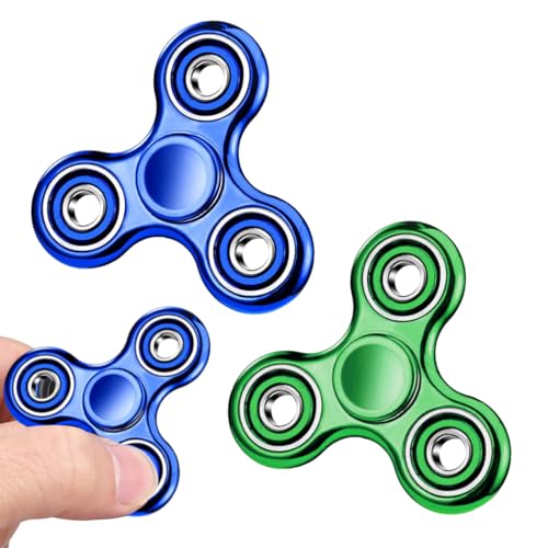 HABNI 2 Pcs Fidget Spinners Sensory Hand Fidget Spielzeug,Angst Stress Relief Party Bag Fillers Für Kinder Erwachsene Goodie Bag Stuffers Blau Grün von HABNI