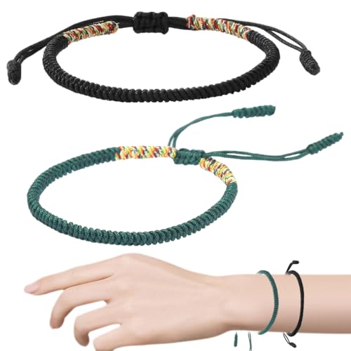 HABNI 2 Pcs Glücksarmband Freundschaft Armbänder Geflochtene Freundschaftsarmbänder Handgefertigt Verstellbar Armbänder Tibet Stil Armband Gewebte Armbänder Für Frauen Damen Herren Kinder Jungen von HABNI