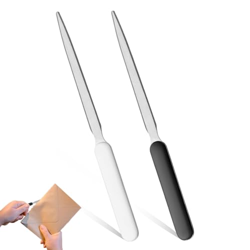 HABNI 2 Stück Brieföffner Edelstahl,Edelstahl Hand Umschlag Slitter, Leichtes Offenes Buchstabenmesser Für Büro Zuhause Schulbedarf von HABNI