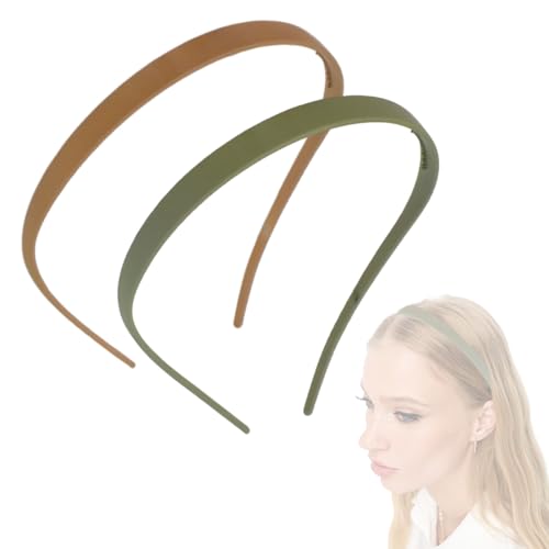 HABNI 2 Stück Kein Kopfschmerz Haarreif Flex-Haarreifen Ohne Druck Haarreif Für Brillenträger Sonnenbrille Haarreifen Dünne Haarreifen Damen Mattes Rutschfest Mit Zähnen Braun Grün von HABNI