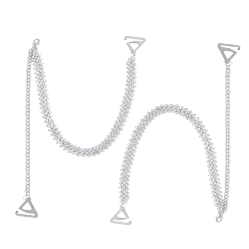 HABNI 2 Stück Strass Bh Träger Verstellbare Glitzernde Schultergurte Rutschfest Und Stilvoll Perfekt Für Kleider Und Tops Ideal Für Hochzeiten Und Events Silber von HABNI
