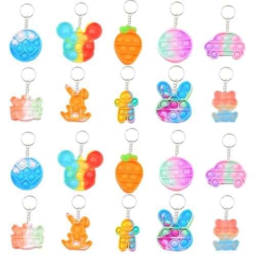 HABNI 20 Stück Mitgebsel Kindergeburtstag Mini-Fidget-Spielzeug, Partygeschenke für Kinder von 4–8, Popit Keychain für Kinder Jungen Mädchen Pop-Schlüsselanhänger von HABNI