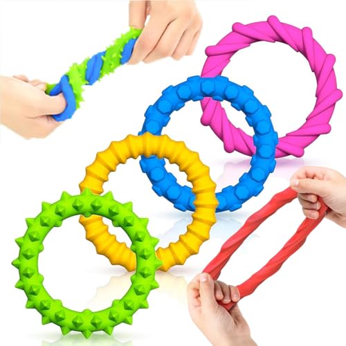 HABNI 4 Pcs Anti Stress Spielzeug Fidegt Toys Sensorischen Armbänder Pack Wristband Fidget Dekompression Spielzeug Sensory Zappeln Für Kinder Jungen Mädchen Stressabbau Angstlust Autismus Und Adhs von HABNI