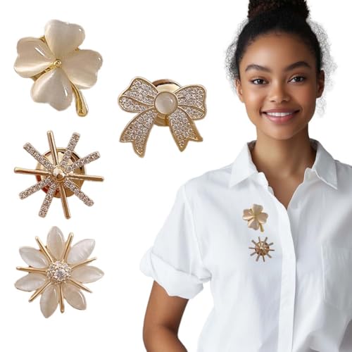 HABNI 4 Stück Brosche Damen Broschen Set Für Kleidung Elegante Damen Broschen Ausschnitt Verkleinern Anti-Exposure Fixed Brooches Pins Cardigan Clips Schleppennadel Für Brautkleid Kleider Clip von HABNI