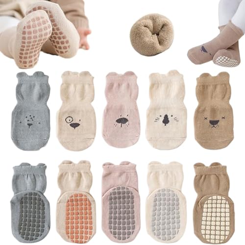 HABNI 5 Paar Rutschfeste Socken für Baby, Baby Socken Baumwolle, Kleinkind Socken Baby, Kinder Anti Rutsch Socken for Babies Toddlers and Kids(Geeignet für 1-3 Jahre) von HABNI