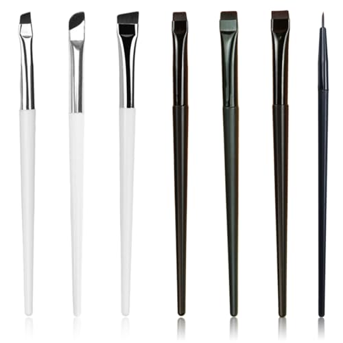 HABNI 7 Pcs Eyeliner Pinsel Abgewinkelter Augenbrauen Pinsel Fein Abgewinkelt Ultradünn Augenpinsel Augen Makeup Werkzeug Set Ultra Dünn Abgeschrägt Abgewinkelt Pinsel von HABNI