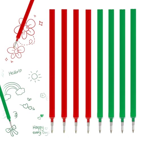 HABNI 8 Stück Radierbarer Ersatzminen Kompatibel Mit Legami Erasable Gel Pen Refill Set, Stiftspitze 0,7mm,Höhe 13 cm, Einfache Verpackung(4 Grün+4 Rot) von HABNI