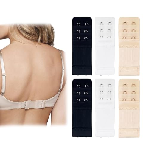 HABNI Bh Verlängerung 2 Haken 6 Stück Elastisches Verlängerungsset Bh Trägerverlängerung Für Damen Schwarz Hautfarbe Weiß Standard von HABNI