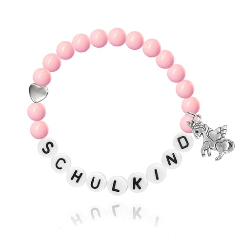HABNI Einschulung Mädchen 1 Stück Armband Schulkind Geschenk Einschulung Jungen Mädchen Pink Einheitsgröße von HABNI