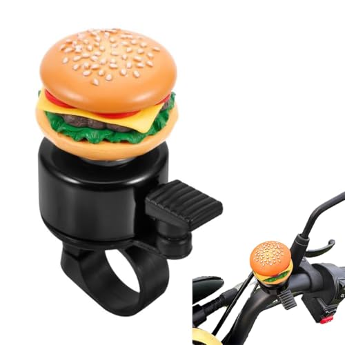 HABNI Fahrradklingel Kinder Burger Design Lustige Klingel Gelb Heller Ton Für Jugendliche Mtb E-Bike Cityrad Cooles Geschenk Aluminium 1 Stück 5.2Cm X 3.5Cm von HABNI