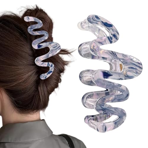 HABNI Haarklammer Groß Große Wellen-Haarspangen Haarklammer Groß Haar Zubehör Große Haarklammer Für Dickes Haar Rutschfeste Haarspangen Für Frauen Mit Dickem Haar Schwarz-Weiße von HABNI