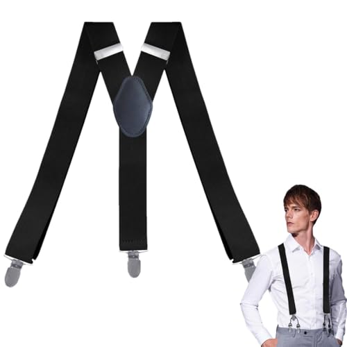 HABNI Hosenträger Herren,Y-Typ, Extra Stark Breit 3,5 Cm Mit Sehr Starken 3 Metall Clips, Einstellbar Und Elastisch Einheitsgröße Für Männer Und Damen von HABNI