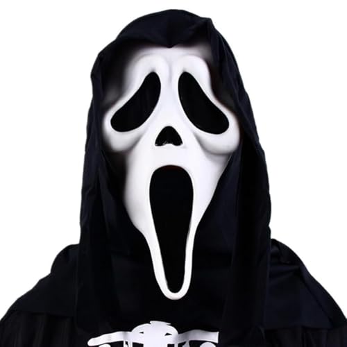 HABNI Scream Maske 1 Stück Ghost Face Maske Gruselig Weiß Latexmaske Für Erwachsene Einheitsgröße Mottoparty Rollenspiel Horrorparty von HABNI